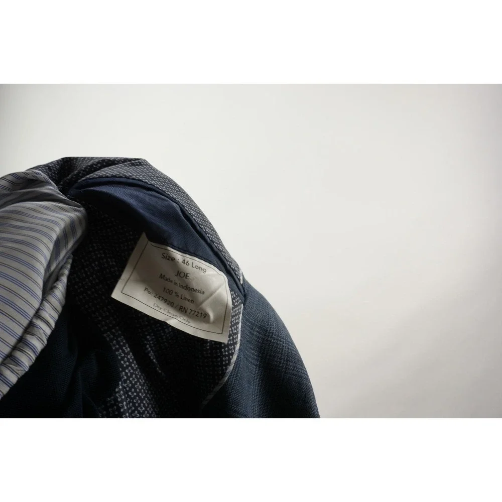 Joseph Abboud‎ 100% Slim Prince of Wales Plaid Sport Coat Men's 46L Blue Recent